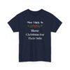 Unisex t-shirt from Twisted Angell with the sarcastic phrase “Most Likely To Blame Christmas For Their Debt” printed on the front.