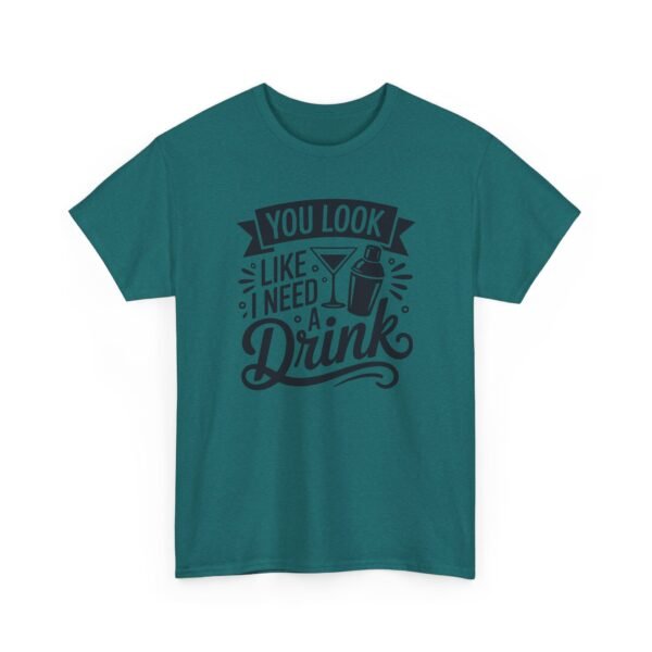 Unisex t-shirt from Twisted Angell with the sarcastic phrase “You Look Like I Need A Drink” printed on the front.