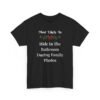 Unisex t-shirt from Twisted Angell with the sarcastic phrase “Most Likely To Hide In The Bathroom During Family Photos” printed on the front.