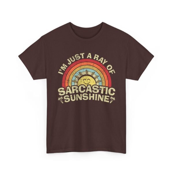 Unisex t-shirt from Twisted Angell with the sarcastic phrase “I'm Just A Ray Of Sarcastic Sunshine” printed on the front.