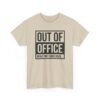 Unisex t-shirt from Twisted Angell with the sarcastic phrase “Out of Office - Might Not Come Back” printed on the front.