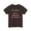 Unisex t-shirt from Twisted Angell with the sarcastic phrase “Most Likely To Take 500 Photos And Hate Them All” printed on the front.