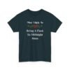 Unisex t-shirt from Twisted Angell with the sarcastic phrase “Most Likely To Bring A Flask To Midnight Mass” printed on the front.