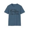 Unisex t-shirt from Twisted Angell with the sarcastic phrase “I Run on Coffee and Cuss Words” printed on the front.