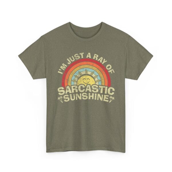 Unisex t-shirt from Twisted Angell with the sarcastic phrase “I'm Just A Ray Of Sarcastic Sunshine” printed on the front.