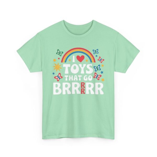 Unisex t-shirt from Twisted Angell with the sarcastic phrase “I Love Toys That Go Brrrr” printed on the front.