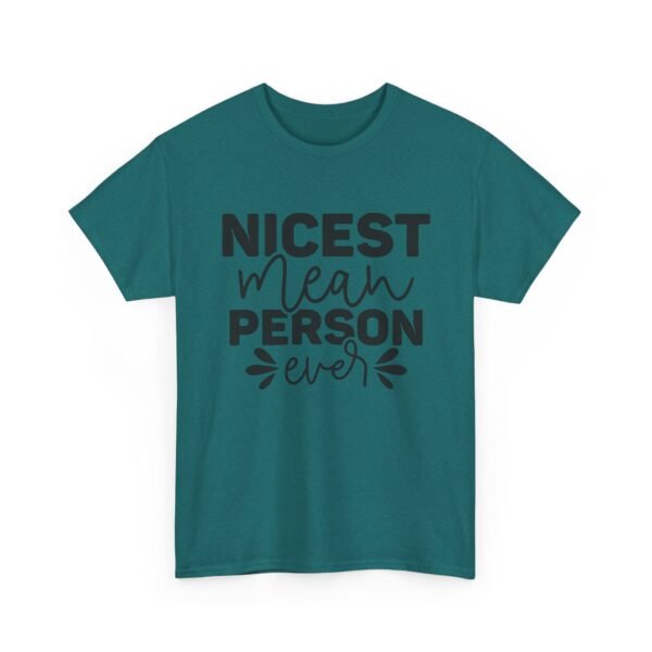 Unisex t-shirt from Twisted Angell with the sarcastic phrase “Nicest Mean Person Ever” printed on the front.