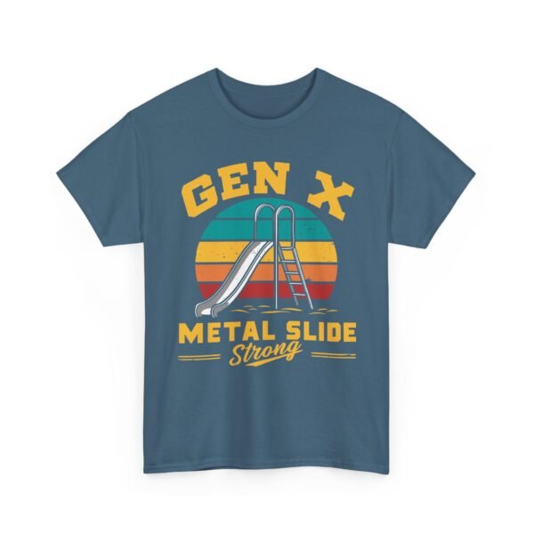 Unisex t-shirt from Twisted Angell with the sarcastic phrase “Gen X Metal Slide Strong” printed on the front.