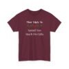 Unisex t-shirt from Twisted Angell with the sarcastic phrase “Most Likely To Spend Too Much On Gifts” printed on the front.