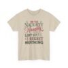 Unisex t-shirt from Twisted Angell with the sarcastic phrase “On The Naughty Naughty List and Regret Nothing” printed on the front.