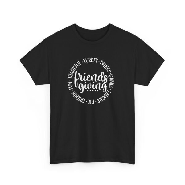 Unisex t-shirt from Twisted Angell with the sarcastic phrase “Friendsgiving” printed on the front.