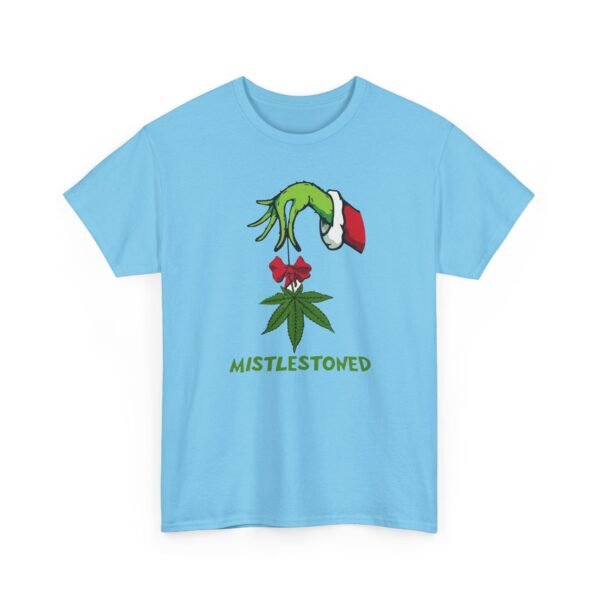 Unisex t-shirt from Twisted Angell with the sarcastic phrase “MistleStoned” printed on the front.