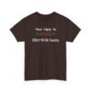 Unisex t-shirt from Twisted Angell with the sarcastic phrase “Most Likely To Flirt With Santa” printed on the front.