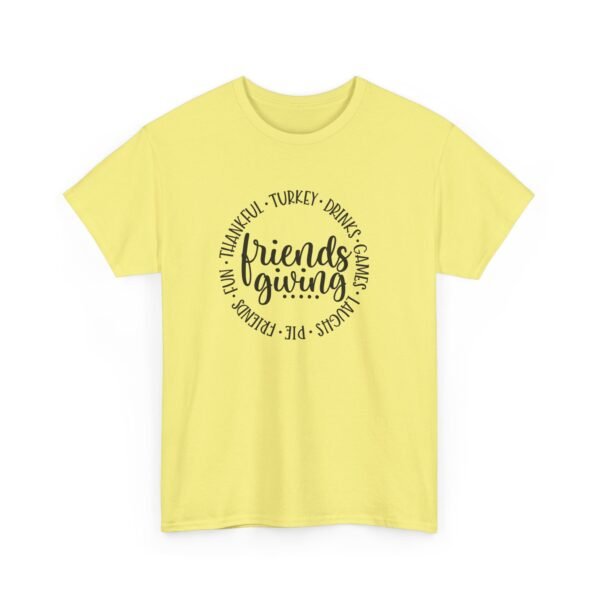 Unisex t-shirt from Twisted Angell with the sarcastic phrase “Friendsgiving” printed on the front.