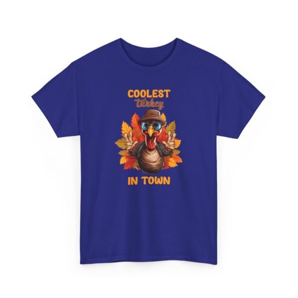 Unisex t-shirt from Twisted Angell with the sarcastic phrase “Coolest Turkey in Town” printed on the front.