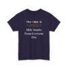 Unisex t-shirt from Twisted Angell with the sarcastic phrase “Most Likely To Hide Snacks From Everyone Else” printed on the front.