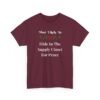 Unisex t-shirt from Twisted Angell with the sarcastic phrase “Most Likely To Hide In The Supply Closet For Peace” printed on the front.