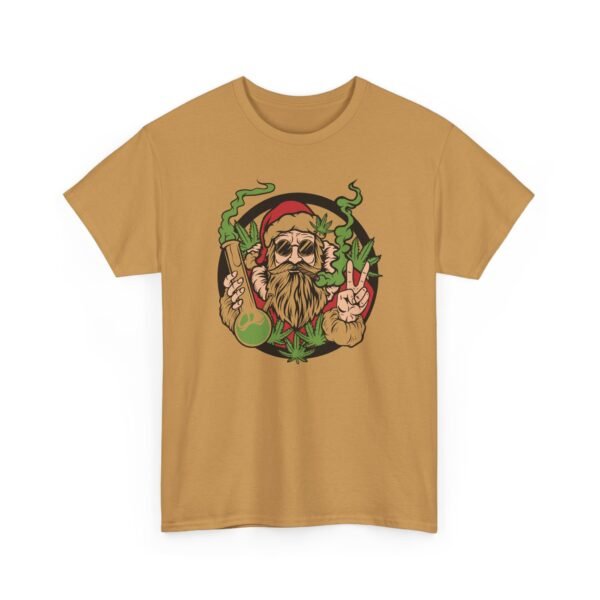 Unisex t-shirt from Twisted Angell with the sarcastic phrase “Santa's Hippie Bong Blunt Peace” printed on the front.