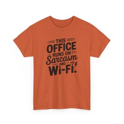 11409842510198684679_2048.jpeg Unisex t-shirt from Twisted Angell with the sarcastic phrase “Sarcasm & Wi‑Fi Office” printed on the front.