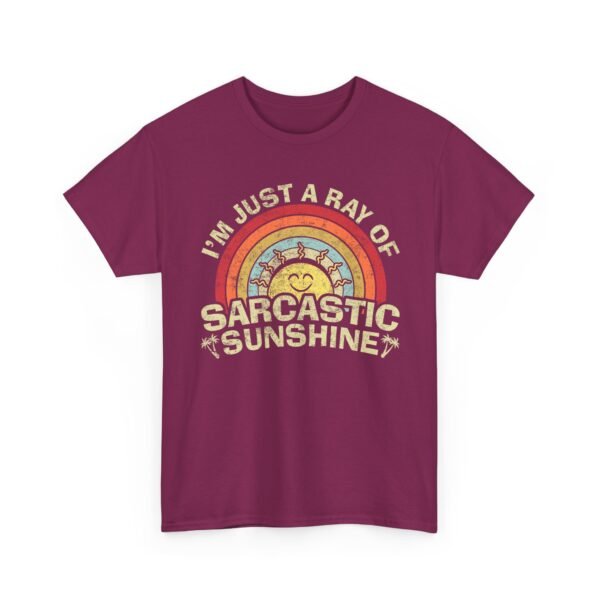 Unisex t-shirt from Twisted Angell with the sarcastic phrase “I'm Just A Ray Of Sarcastic Sunshine” printed on the front.
