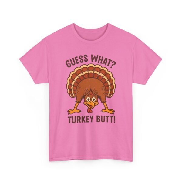 Unisex t-shirt from Twisted Angell with the sarcastic phrase “Guess What? Turkey Butt!” printed on the front.