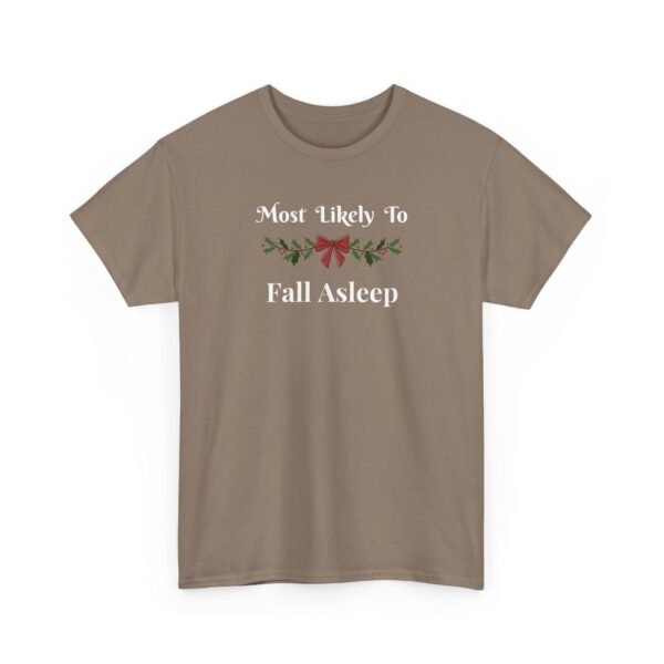 1154373191186697129_2048.jpeg Unisex t-shirt from Twisted Angell with the sarcastic phrase “Most Likely To Fall Asleep” printed on the front.