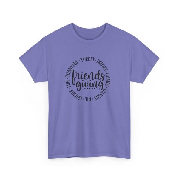 Unisex t-shirt from Twisted Angell with the sarcastic phrase “Friendsgiving” printed on the front.