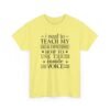 Unisex t-shirt from Twisted Angell with the sarcastic phrase “I Need To Teach My Facial Expressions How To Use Their Inside Voice” printed on the front.