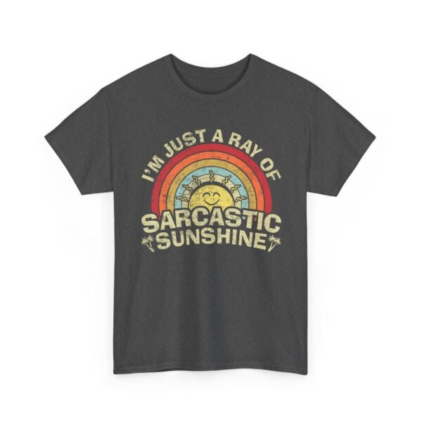 Unisex t-shirt from Twisted Angell with the sarcastic phrase “I'm Just A Ray Of Sarcastic Sunshine” printed on the front.