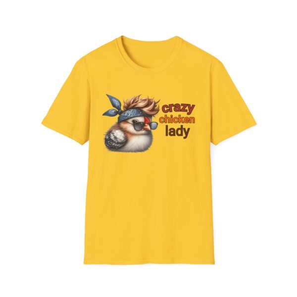 Unisex t-shirt from Twisted Angell with the sarcastic phrase “Crazy Chicken Lady” printed on the front.