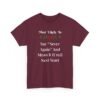 1189880800682806848_2048.jpeg Unisex t-shirt from Twisted Angell with the sarcastic phrase “Most Likely To Say Never Again And Mean It (Until Next Year)” printed on the front.