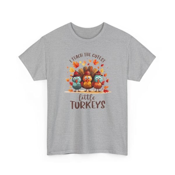Unisex t-shirt from Twisted Angell with the sarcastic phrase “I Teach The Cutest Little Turkeys” printed on the front.
