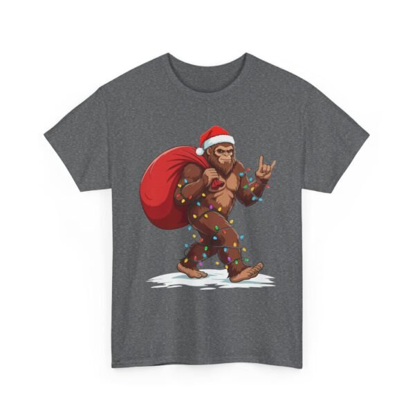 Unisex t-shirt from Twisted Angell with the sarcastic phrase “Holiday Bigfoot” printed on the front.