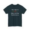Unisex t-shirt from Twisted Angell with the sarcastic phrase “Most Likely To Hide Until The Family Leaves” printed on the front.