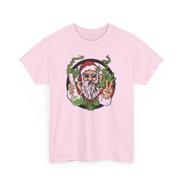 Unisex t-shirt from Twisted Angell with the sarcastic phrase “Santa's Hippie Bong Blunt Peace” printed on the front.