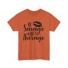 Unisex t-shirt from Twisted Angell with the sarcastic phrase “Be Savage, Not Average” printed on the front.