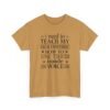 Unisex t-shirt from Twisted Angell with the sarcastic phrase “I Need To Teach My Facial Expressions How To Use Their Inside Voice” printed on the front.