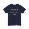 Unisex t-shirt from Twisted Angell with the sarcastic phrase “Most Likely to Fart on Santa's Lap” printed on the front.