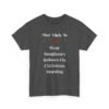 Unisex t-shirt from Twisted Angell with the sarcastic phrase “Most Likely To Wear Sunglasses Indoors On Christmas Morning” printed on the front.