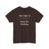 Unisex t-shirt from Twisted Angell with the sarcastic phrase “Most Likely To Hang The Mistletoe” printed on the front.