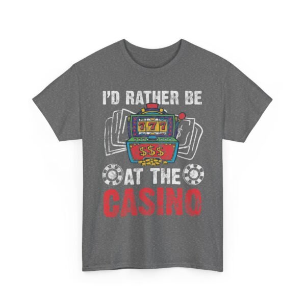 Unisex t-shirt from Twisted Angell with the sarcastic phrase “I'd Rather Be At The Casino” printed on the front.