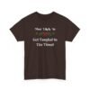 Unisex t-shirt from Twisted Angell with the sarcastic phrase “Most Likely To Get Tangled in the Tinsel” printed on the front.