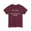Unisex t-shirt from Twisted Angell with the sarcastic phrase “Most Likely To Wrap Gifts Last Minute” printed on the front.