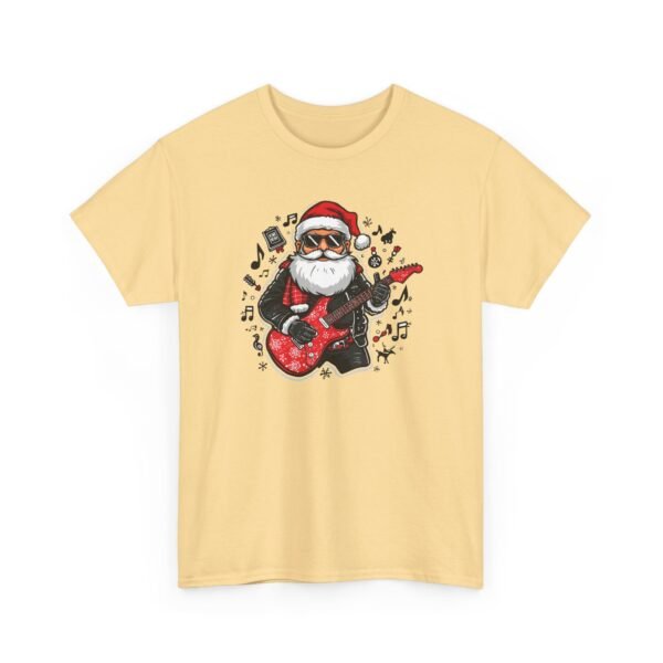 Unisex t-shirt from Twisted Angell with the sarcastic phrase “Rockin' Santa Playing Guitar” printed on the front.