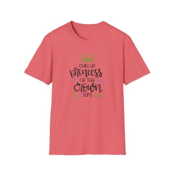 Unisex t-shirt from Twisted Angell with the sarcastic phrase “Chin Up Princess or the Crown Slips” printed on the front.