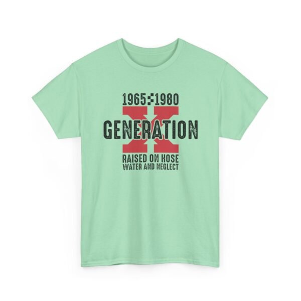 12882893872947543826_2048.jpeg Sarcastic apparel design from Twisted Angell with the phrase “Generation X T‑Shirt (1965–1980) - Raised on Noise, Water and Neglect” printed on the front.