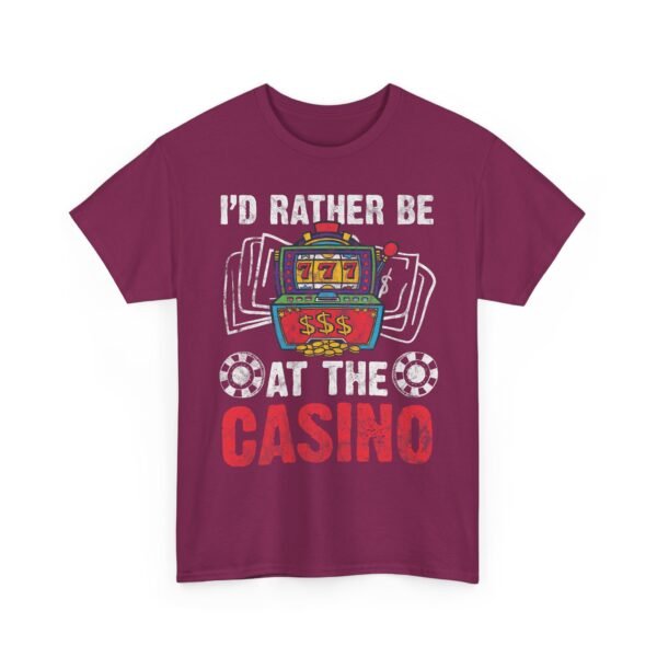 Unisex t-shirt from Twisted Angell with the sarcastic phrase “I'd Rather Be At The Casino” printed on the front.