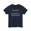 Unisex t-shirt from Twisted Angell with the sarcastic phrase “Most Likely To Photograph The Food For Insta” printed on the front.