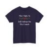 Unisex t-shirt from Twisted Angell with the sarcastic phrase “Most Likely To Fall Asleep On The Couch” printed on the front.