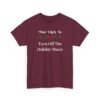 Unisex t-shirt from Twisted Angell with the sarcastic phrase “Most Likely To Turn Off The Holiday Music” printed on the front.